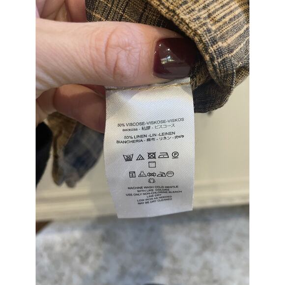 FREE PEOPLE $128 English Rose Yellow Black Plaid Bow Tie Back Mini Dress Size 6 - Picture 5 of 9